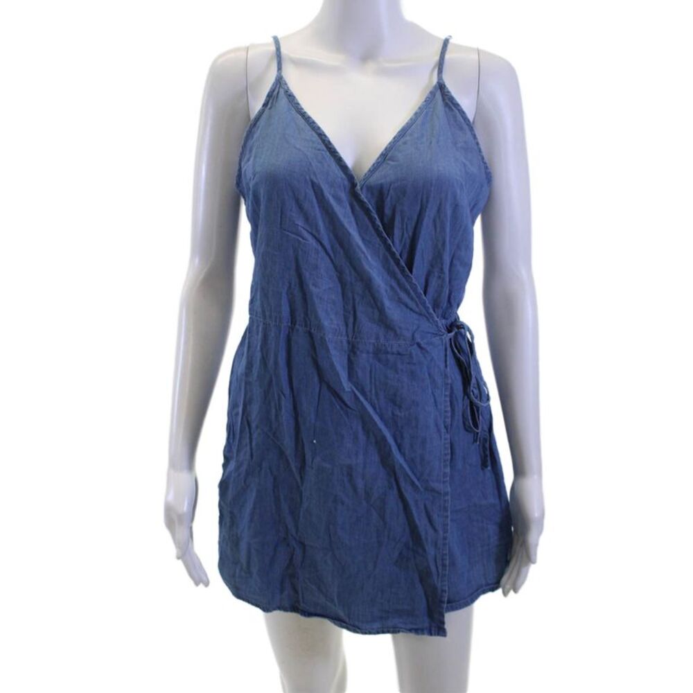 BCBGeneration Women Jumpsuit Blue V-Neck Sleeveless 100% Cotton Size M